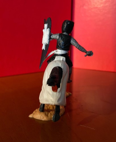 TIMPO TOYS 8cm - CAVALIERE MEDIEVALE MONTATO - MEDIEVAL KNIGHT MOUNTED - Nero Bi - Foto 4 di 6