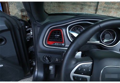 Red ABS Center Console Air Condition Vent Outlet Trim for Dodge Challenger 2015+ - Picture 4 of 10