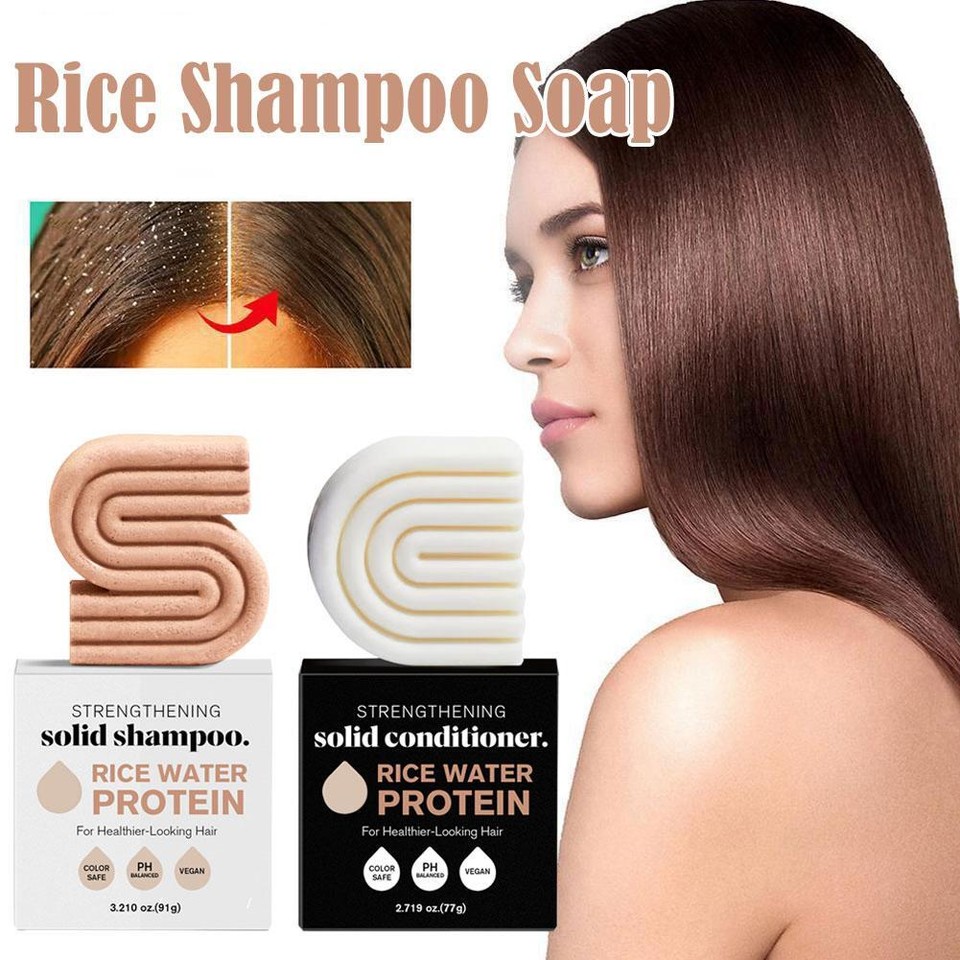 Strengthening Hair Shampoo & Conditioner Bar Soap with Rice Water