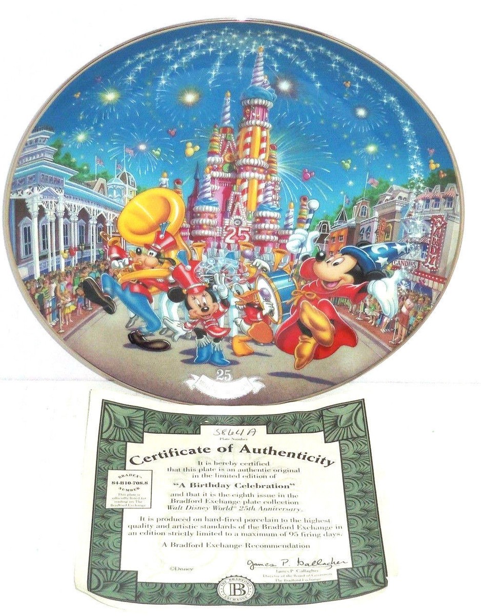 Disney EPCOT 25th Anniversary Plate ① Disney World 25th Anniversary Collector Plate Bradford Exchange | eBay