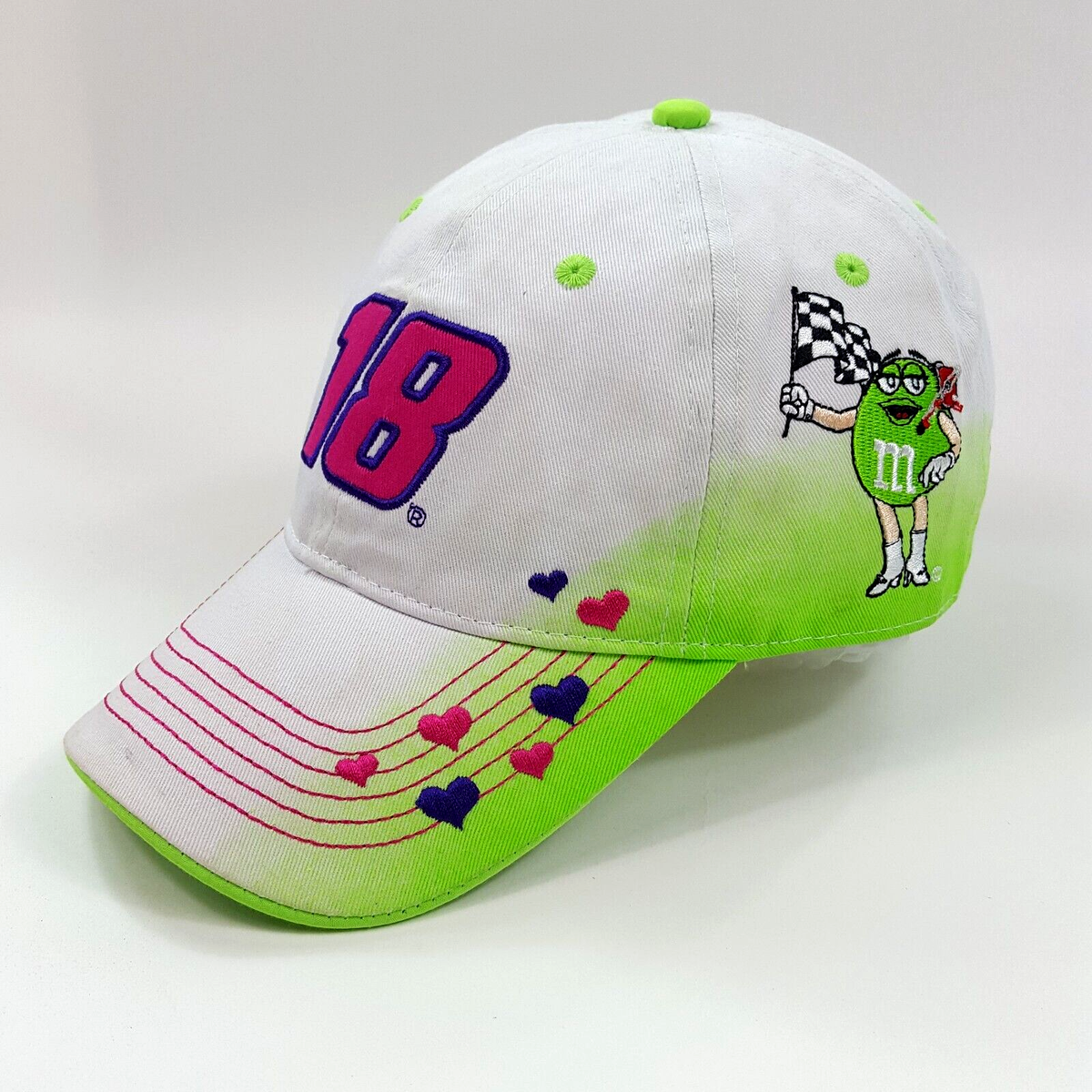 Kyle Busch Green M&M's Racing NASCAR Snapback Hat Y2K Vintage Baseball Cap  Retro