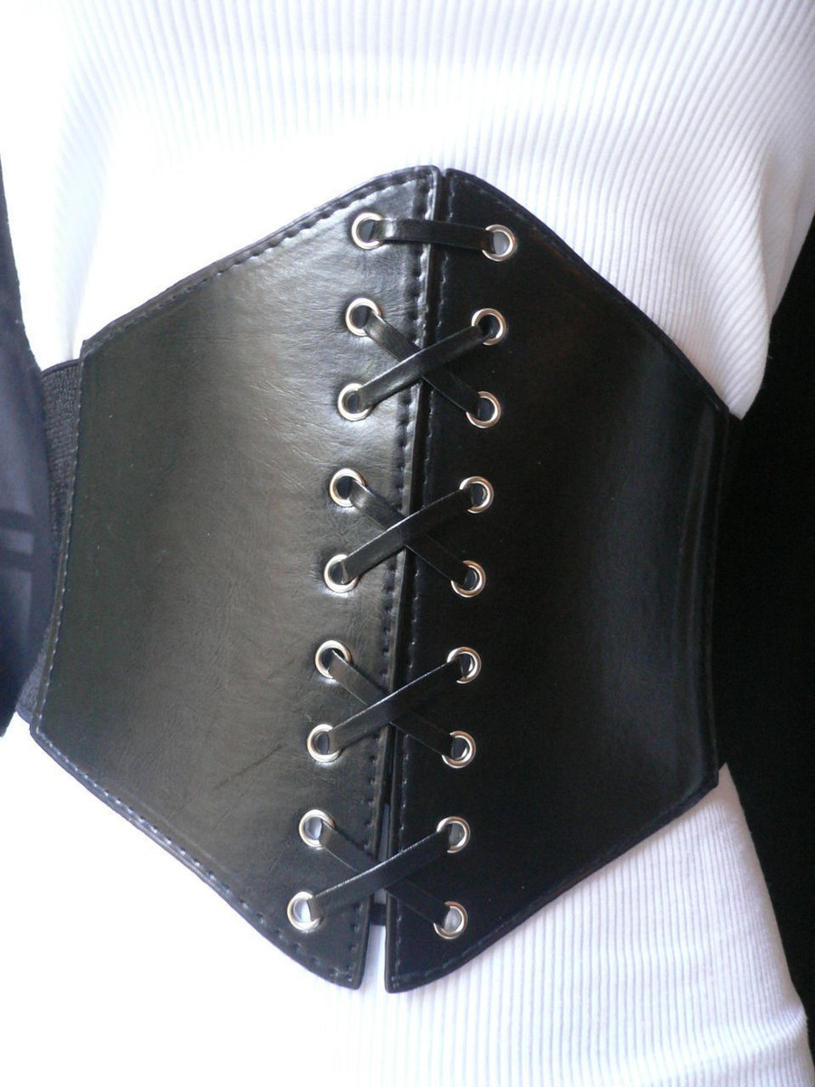 Leather Corset Belt Thick Black Women Belt Corset Belt, Leather - Main Image