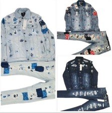 2024 New Mens Biker Jean Jacket Set Size: 32 ...
