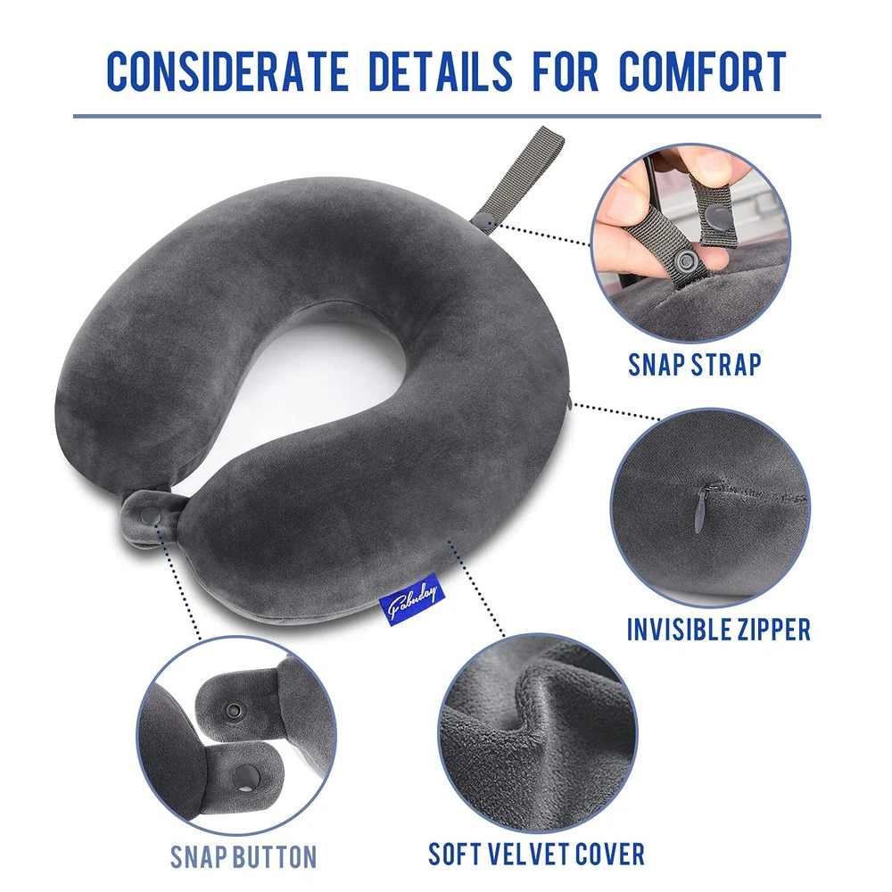 Travel Pillow Memory Foam for Airplanes - Neck Pillow for Traveling, Car, Hom...