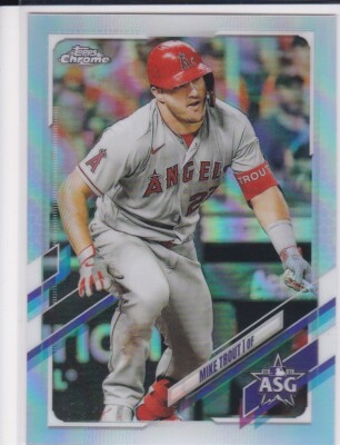 MIKE TROUT RARE $$ REFRACTOR Baseball Card 2021 Topps Chrome ALL-STAR  ANGELS! | eBay