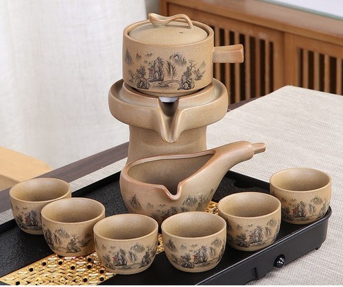 Juego de ceremonia de té semiautomático chino de 8 piezas cerámica arcilla púrpura tradicional - Imagen 15 de 36