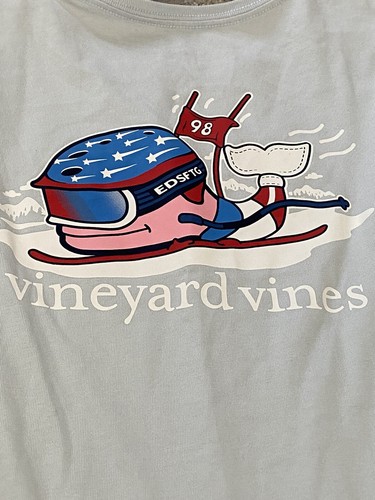 Vineyard Vines Girls Harbor Mist Ski Race Whale Graphic Long Sleeve Pocket Shirt - Picture 7 of 9