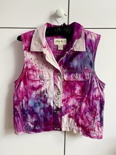 Bnwot Ice Dye Cotton Denim Vest Sleeveless Jacket Tie Dye Size M/uk10-12