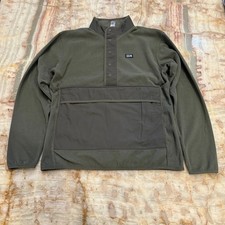 Mountain Hardwear Mens Fleece Pullover Jacket Green Snap Neck Outdoor Hiking M