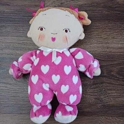 Karen Katz Baby Girl Pink Hearts Plush Doll Rattle 8'' Animal Adventure