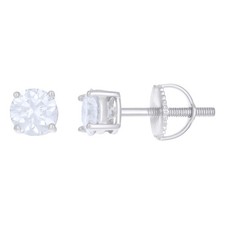 925 Sterling Silver Moissanite 5mm Basket Set Round Solitaire Stud Earrings 1 CT