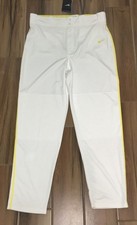 NIKE Swingman White Yellow Piped Long Baseball Softball Pants NEW Mens Sz S