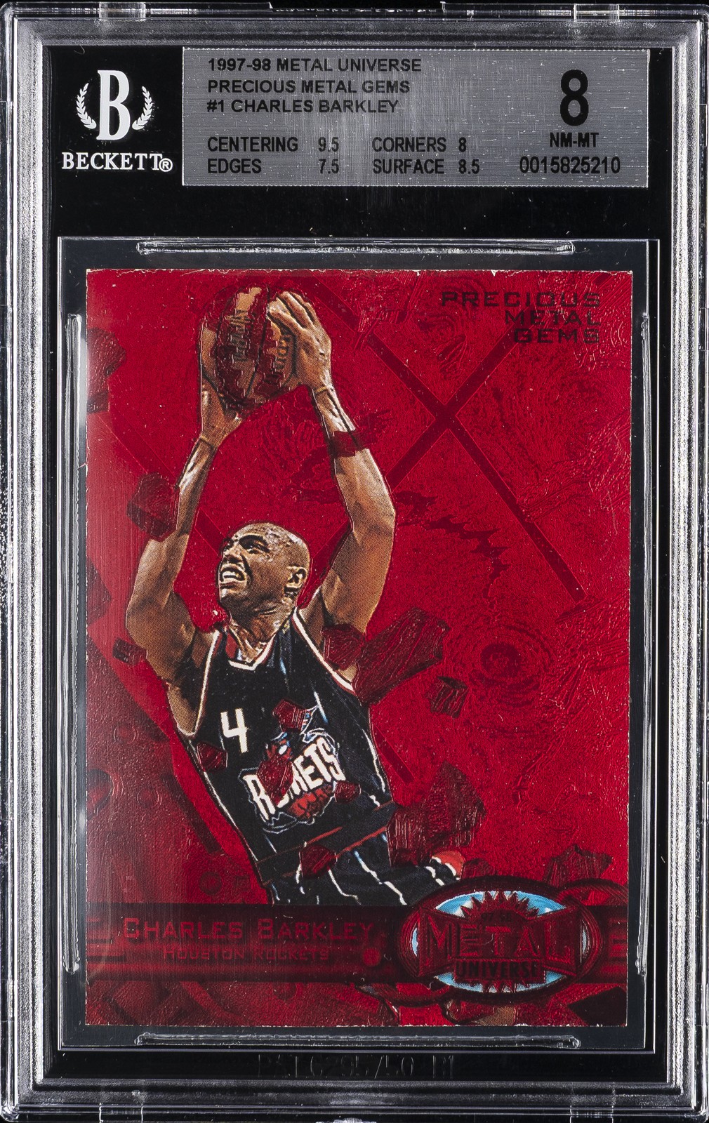 1997-98 METAL UNIVERSE PRECIOUS METAL GEMS #1 CHARLES BARKLEY BGS 8