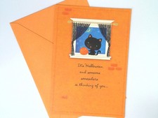 Hallmark Expressions Halloween Greeting Card Black Cat & Pumpkin Made in USA