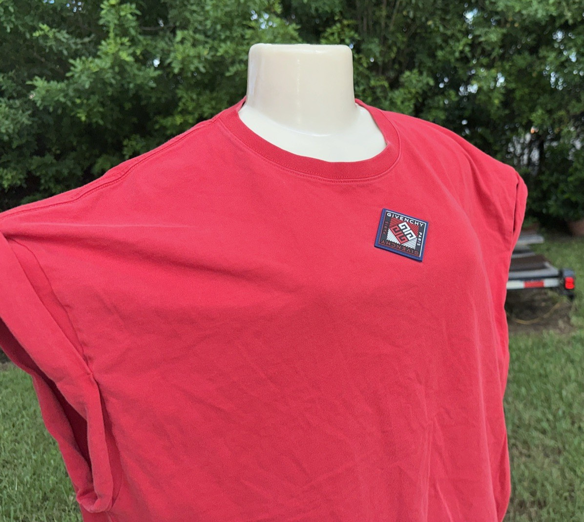 GIVENCHY RED CAP SLEEVE DRAWSTRING BOTTOM DETAIL … - image 8