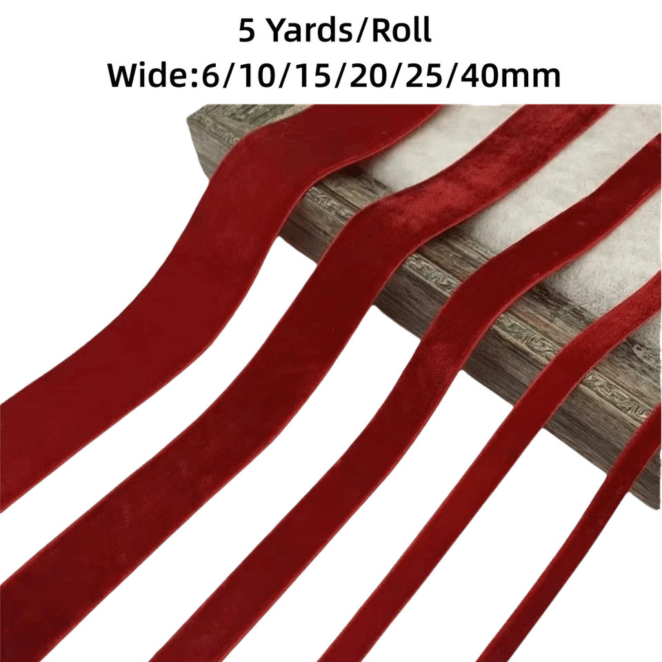 6/10/15/20/25/40mm Velvet Ribbon Velour Ribbons  Bow Flower Bouquet - image 2 of 4