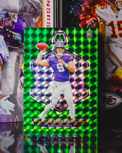 2024 Panini Mosaic #310 J.J. McCarthy Green Mosaic Prizm Rookie