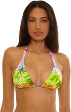 Becca Fiji Reversible Triangle Bikini Top Tropical Beach Swimwear Women's Design