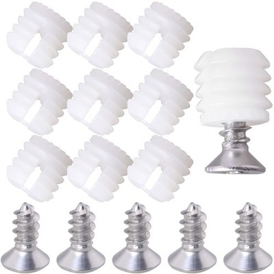 MEETOOT 100pcs Plastic Hinge Dowel Inserts Kit 4x10mm Toothed One Size, White 