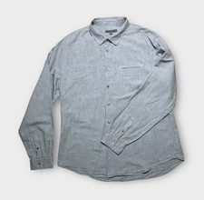 John Varvatos Long Sleeve Shirt Mens XXL Light Grey Cotton Relaxed Fit Casual UK