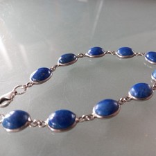 pre owned Lapis Lazuli Bracelet 925 Sterling Silver Handmade Lovely Jewelry 7/8"