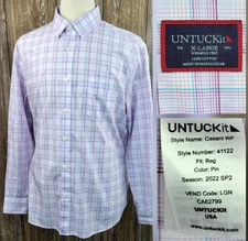 UNTUCKit Cesani Button Down Shirt Wrinkle Free Plaid Lightweight Mens XXL EUC
