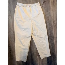 Lands End Khaki High Waisted Tapered Chino Pants Size 14 Tall Beige Vintage