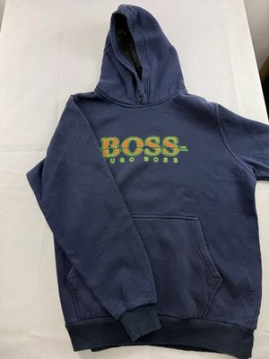 BOSS Hugo Boss Herren Hoodie Kapuzenpullover Blau Logo Kapuze Langarm M