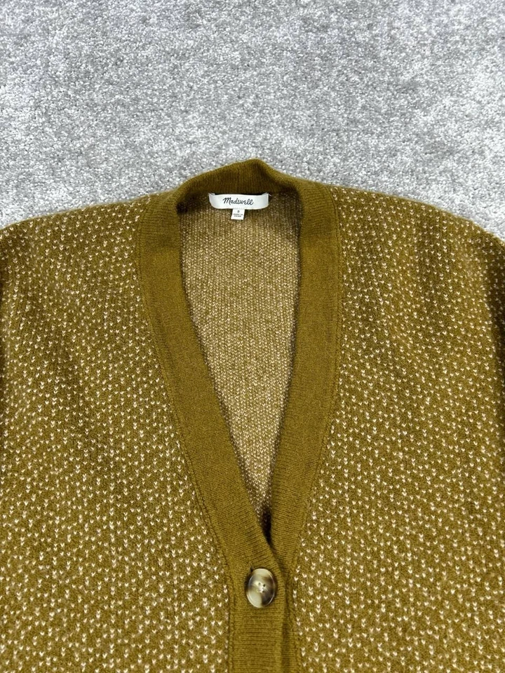 Cárdigan Madewell Suéter Para Hombre Pequeño Verde Blanco Tejido Foto 2 de 4