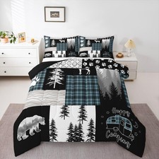 Deer Kids Comforter Set Queen Size,Bear Hunting Woodland Rustic Cabin Bedding...