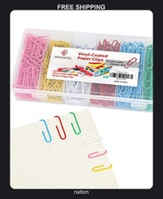 Set of 540 Vinyl-Coated Paper Clips for Office and School