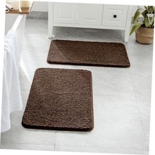 Brown Bathroom Rugs Set 2 Piece, Soft Absorbent Microfiber Bath Mat Set, Non