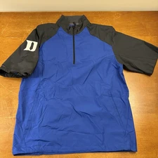Duke Blue Devils Jacket Mens Medium Blue Black 1/4 Zip Windbreaker Nike