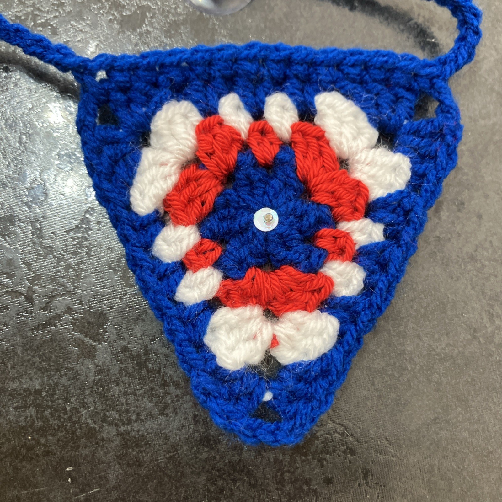 🇬🇧 Hand Crochet VJ  VE D Day Bunting patriotic Window Red White Blue 38” Gift