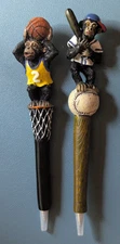 Daiso Monkey Basketball & Baseball Themed Ballpoint Pens Set of 2