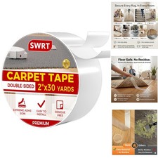 Non-Curling Double Sided Carpet Tape: 2" x 30 Yards for Safe Flooring Solutions