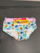 Disney Stitch Girls Briefs Underwear 5 Pack Size S/4 Lilo Tropical Cotton NWT