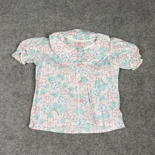Koury Kids Floral Blouse Girls Size 6 Vintage Pastel Peter Pan Collar Short Slee