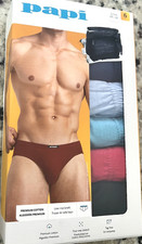 NEW 6pr MENS SMALL PAPI 28-30" LOW RISE BRIEF COTTON UNDERWEAR TAG FREE BLUE RED