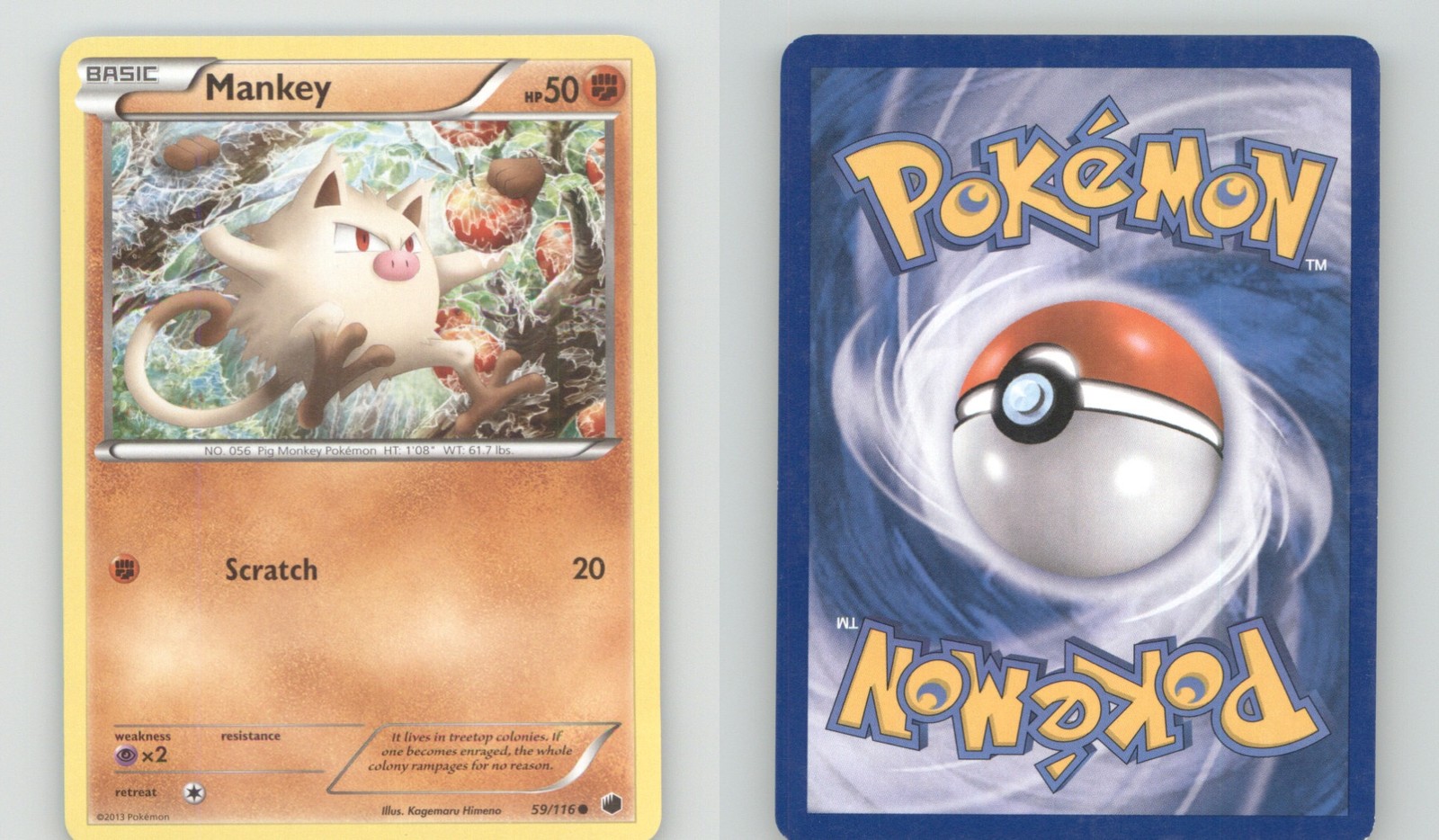 MANKEY 59/116 COMMON PLASMA FREEZE POKEMON LIGHTLY PLAYED