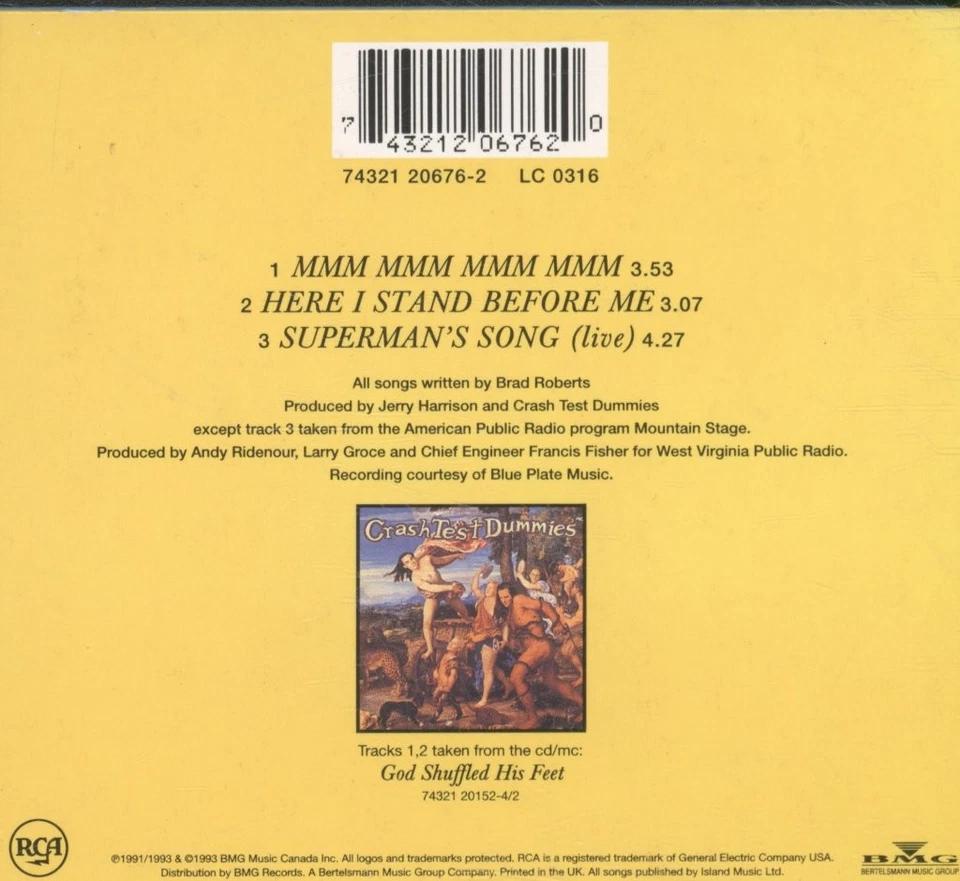 Crash Test Dummies Mmm Mmm Mmm Mmm CD UK RCA 1993 In Digipak 74321206762 - Bild 2 von 3