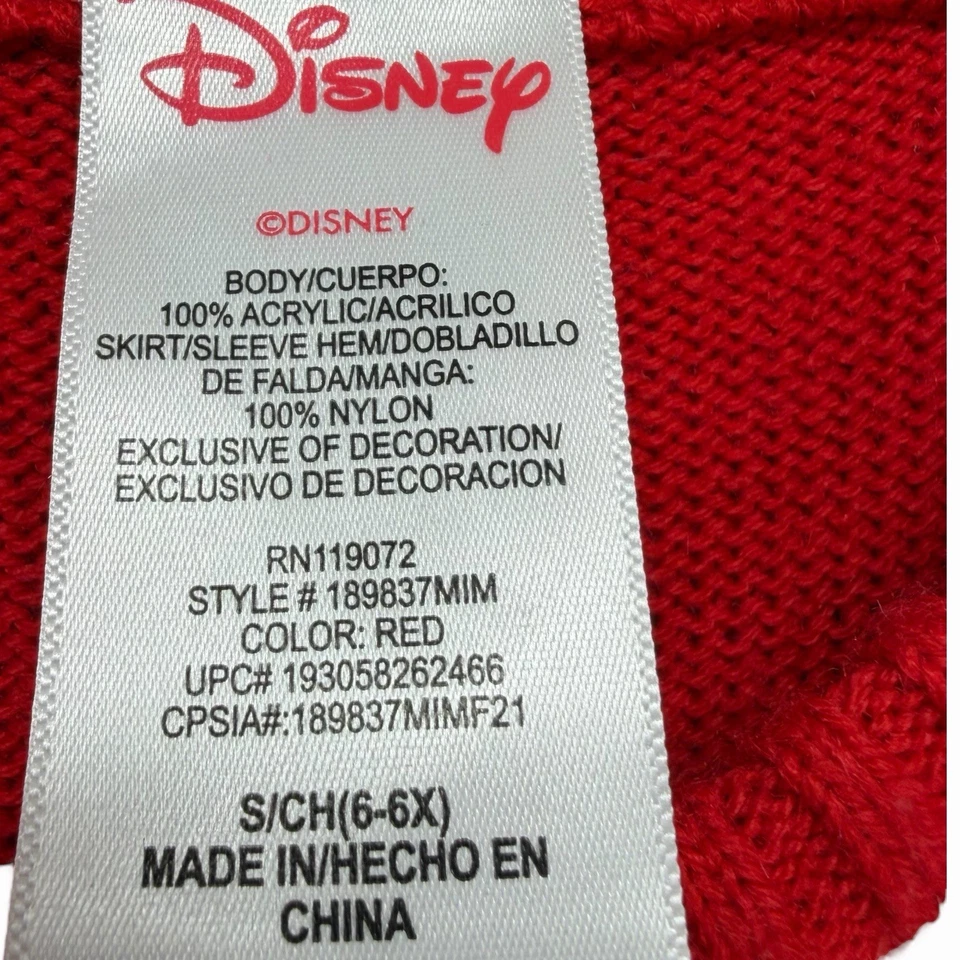 Disney Minnie Mouse девочек красный трикотаж платье Sz 6-6 X Рождество в горошек бант - Изображение 4 из 4