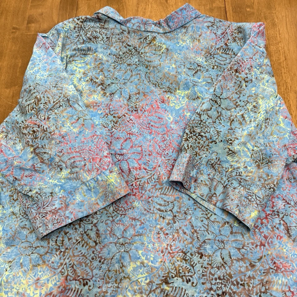 Liz & Me Catherine’s top women’s 3X floral Hawaiian beachy coastal office cotton - Image 4 of 4