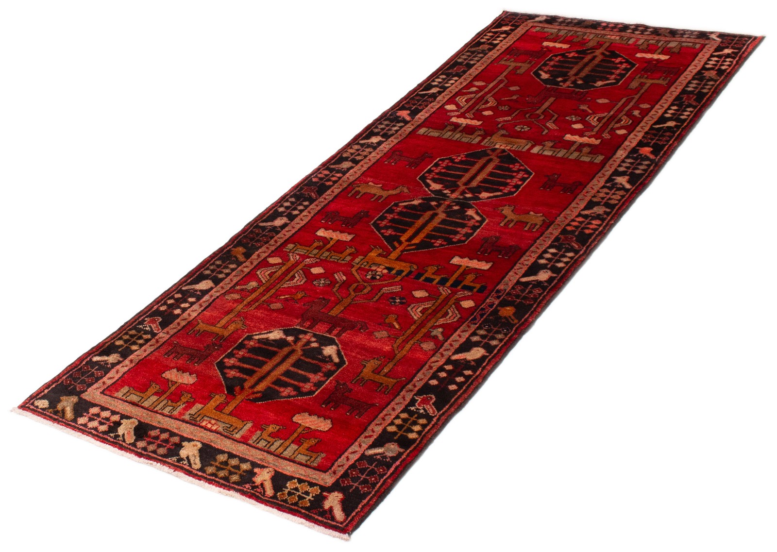 Vintage Hand-knotted Runner Rug 3'8" x 9'9" Traditional Oriental Wool Carpet