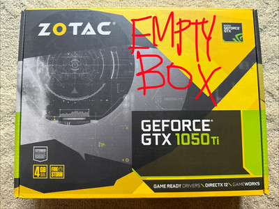 Original Empty Box For Zotac GeForce GTX 1050 Ti Graphics Card WITH MANUAL ONLY 