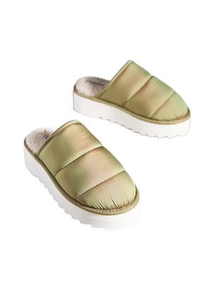 ANTHROPOLOGIE x MAEVE Sz M 8-9 Puffy Platform Slippers Moss Green