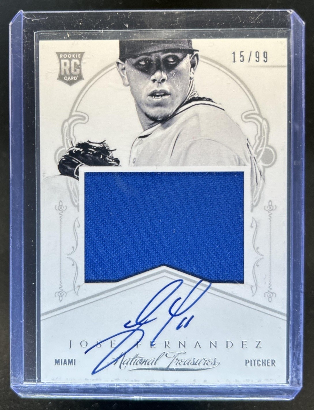2013 National Treasures Jose Fernandez Rookie Jersey Auto Autograph #/99 Damaged