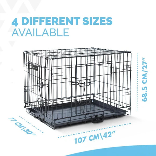 42 INCH Heavy Duty Dog Crate – Black Metal Folding Cage with Dual Doors - Picture 6 of 7