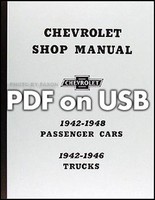 Chevy Shop Manuell Usb Chevrolet 1941-1948 Auto 1941-1946 Lkw Service 1942 1947