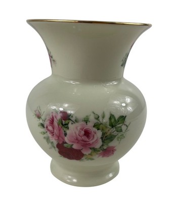 Formalities By Baum Bros Porcelain Vase With Floral Design & Gold Rim